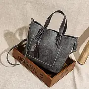 JUNMIN Ladies Fashion Pendant Tassel Handbag Shoulder Bag (Color : Grey)