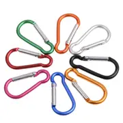 Carabiner Clip Key D Ring, Small 46mm 8 Colors, Lock Tiny D-ring Spring Split Rings Aluminum Keychain Clips Hook Set Durable Quick Release