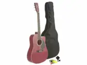 Fever Dreadnought Cutaway Acoustic Guitar Red with Bag, Tuner and Strings