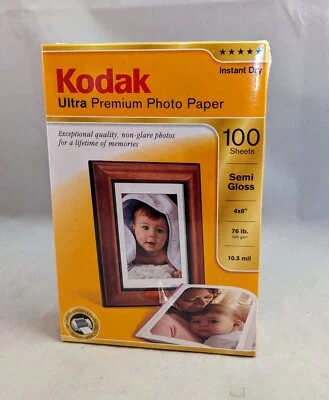 Kodak 4x6 inches Ultra Premium Photo Paper Semi Gloss 100 Sheets NEW Sealed Box