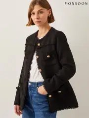 Monsoon Black Harriet Tweed Jacket (F74618) | $254
