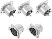Gadpiparty 5Pcs XLR Panel Mount Socket Durable Pin Female Audio Connector Easy Installation for Audio Equipment Reliable Sound Quality Sturdy Construction