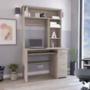 Compu Hutch Desk, Gray, Keyboard Tray, CPU Storage