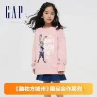 在飛比找momo購物網優惠-【GAP】女童裝 Gap x 動物方城市聯名 印花圓領大學T