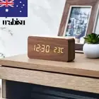 Wooden LED Digital Alarm Clock Temperature Display Desk Bedroom Office Decor