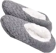 [WOFASHPURET] 1pair Fuzzy Slipper Socks for Adults Thick Socks with Grippers Cozy Indoor Footwear Stylish Comfortable for Cold Floors for Light Grey