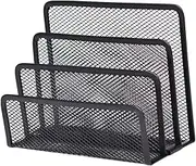 Parliky 4 Slot Metal Mesh File Magazine Holder for The Office Modern Design 4 Compartment Notebooks Storage Rack