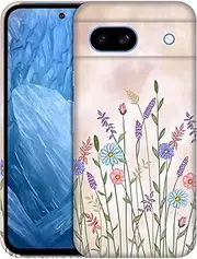 [SuzaCase] Back Case for Google Pixel 8A 5G, Google Pixel 8A 5G Case with Stylish Floral Watercolored Design Printed Cute, Sleek Durable Hardshell Protective Phone Case/Cover for Pixel 8A 5G