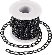 Craftdady 16.4 ft Aluminum Curb Chain 13.5x8mm Twisted Black Chain Unwelded Hanging Chain Link Necklace Chain with Spool for DIY Crafts Jewelry Making