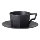 Kinto Oct Black 220ml Coffee/Tea Porcelain Drink Cup Mug w/ Handle & Saucer Set