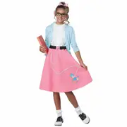 50s Greaser Rock Roll 1950s Sock Hop Retro Girls Costume Pink Poodle Skirt