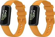 (2 Pack) Bands Straps Intended for Fitbit Inspire 3 Health & Fitness Tracker, Colorful Comfortable Flexible Silicone Band Rubber Strap Wristbands Sports Accessories for Inspire 3 (Large, Orange+Orange)