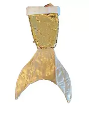 DEI Mermaid Tail Christmas Stocking Sequined Gold & White Plush