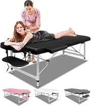 ALFORDSON Massage Table Folding Massage Bed 75cm Wide Portable Aluminium Beauty SPA Treatment Waxing Massage Bed Desk, Black
