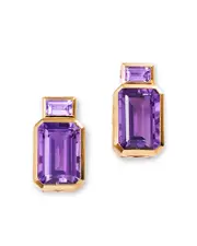 Bloomingdale's Fine Collection Amethyst & Pink Amethyst Emerald Cut Statement Earrings in 14K Yellow Gold