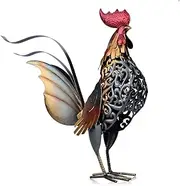 zolyet Metal Sculpture Carved on Rooster Home Furnishing Articles Artwork Golden & Black