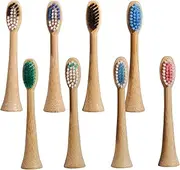 Bamboo Electric Toothbrush Replacement Heads 8-Pack- Match MgcSto Electric Toothbrush -Heads 100% Natural Bamboo Base