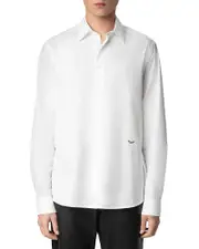 Zadig & Voltaire Sid Cotton Voile Embroidered Fitted Button Down Shirt