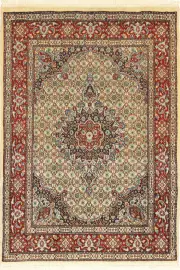 Moud Medallion Hand Knotted Wool & Silk 146x96 cm by Cyrus Rugs