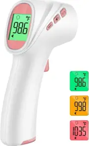 No-Touch Infrared Thermometer, Digital Forehead Thermometer - Pink