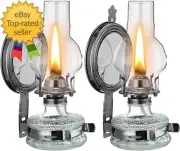 2 Pieces Large Kerosene Lamp Wall Mount Vintage Chamber Oil Lamps Hanging