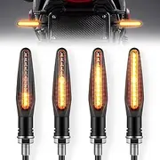 LivTee Super Bright 4PCS Motorcycle Indicators Flowing LED Turn Signal Lights 12V for Motorbike Scooter Quad Cruiser Off Road, Amber Yellow