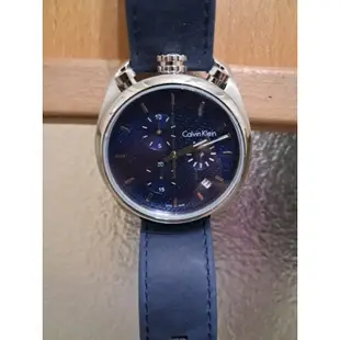 （全新）Calvin Klein 雅痞編織紋真三眼手錶（藍色）