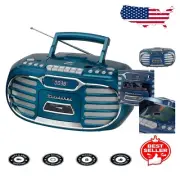 Classic Blue Bluetooth Boombox with AM/FM Radio, CD Player & Cassette Recorder