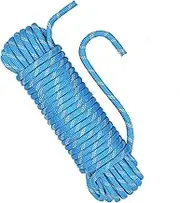 3/8 in (10mm) x 164 ft (50Meter) Static Nylon Heavy Duty Outdoor Climbing Rope for Knotting Practice, Arborist Tree Work, Marine Anchor Boat, Rappelling Emergency, Swing, Blue