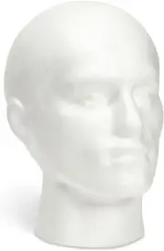 Juvale Male Foam Head Form, Mannequin Display for Masks, Hats, Wigs, white