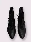 Saint Laurent Women's US 7.5 Paris Slip-On Fringe Leather Boots Black 395497