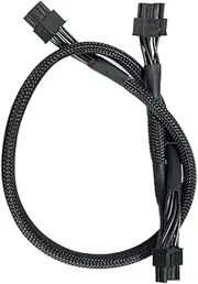 18AWG Dual Mini 6-Pin to 8-Pin PCI-E Video Card Power Y-Splitter Cable - Compatible with Mac Pro and Multiple GPUs, Black, 37cm Length