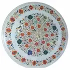 18" white round marble table top coffee inlay lapis antique home decor c9
