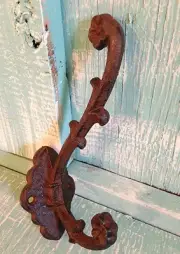 Wall Mount 2 Hook Decor Black Cast Iron Rustic Vintage New 4 1/2 x 3 inches