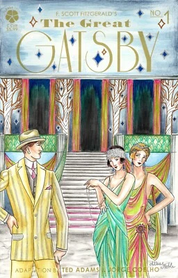The Great Gatsby Comic Sketch Cover OOAK Original Watercolor 1920s Flapper Party