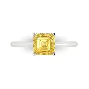 1.50 ct Asscher Cut Yellow Stone Wedding Promise engagement Ring 14k White Gold