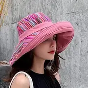 [Ling88] Double Sided Irregular Pattern Bucket Hat Women Summer Cotton Breathable Leisure Bob Caps Outdoor Sports Casual Dome Panama Cap Sun Hat Big Brim Hat-3