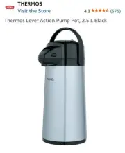 Thermos PP1900M 24 Hr Hot 12 Hr Cold 2 Qt 1.90 L Glass Vacuum Insulated Pump Pot