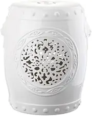 Safavieh Flower Drum Ceramic Decorative Garden Stool, Antique White