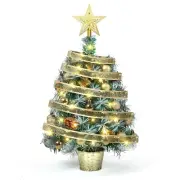 "Small Prelit Christmas Tree, 20"" Tabletop Mini Xmas Trees, Snow Flocked Bat...