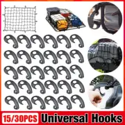 15/30pcs Heavy Duty Luggage Net Hooks Cargo Tie Down Straps Bungee Cord Clips