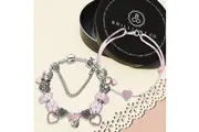 Angela Neon Pink & Beaded Charm Bracelet Set