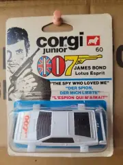CORGI JUNIORS - LOTUS ESPRIT [WHITE] CAR MINT VHTF JAMES BOND 007 CARD GOOD