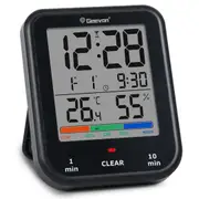 Digital Bathroom Clock, Waterproof Shower Timer with Large Touch Screen, Battery Operated Bathroom Wall Clock with Temperature and Humidity Display, Black