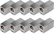DIGITUS DN-93901 - RJ45 Coupler Cat 5e - Pack of 10 - LAN Cable Extension - Cat5e Network Cable Connector - PoE Compatible - Modular Coupling - for Switch, DSL, Modem, Router, PC - Silver