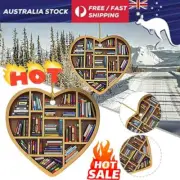 Heart-Shaped Book Lovers Bookshelf Pendant Ornament Christmas Tree Decor AU