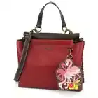 NEW Chala Satchel Crossbody Tote Burgundy Red Pleather Coin Purse Flamingo Group