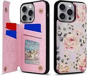 [HAONANDE] Wallet Case for Samsung Galaxy Z FliP 6 / Z FliP 5,Elegant Flowers Pattern for Women Girls, PU Leather Flip Folio Phone Cover with Card Holders Kickstand RFID Blocking Magnetic Rose flower1