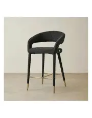 [Koala Living] Moulin Boucle Counter Stool Brushed Gold Legs 66cm in Black