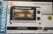 Farberware 4 Slice Toaster Oven W/Timer Stainless Steel Face Plate NIB